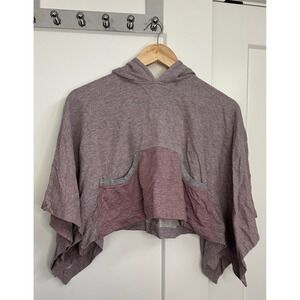 Paper Wings Organic Cotton Striped Poncho Hoodie‎ Grey Red Size 6 Cropped Cape